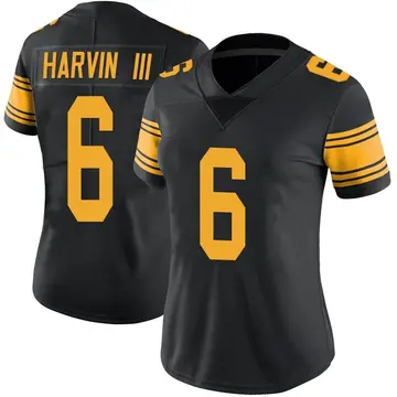 Nike Pressley Harvin III Women's Limited Pittsburgh Steelers Black Color Rush Jersey