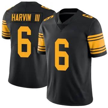 Nike Pressley Harvin III Youth Limited Pittsburgh Steelers Black Color Rush Jersey