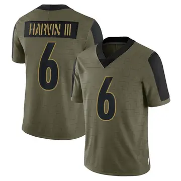 Nike Pressley Harvin III Youth Limited Pittsburgh Steelers Olive 2021 Salute To Service Jersey