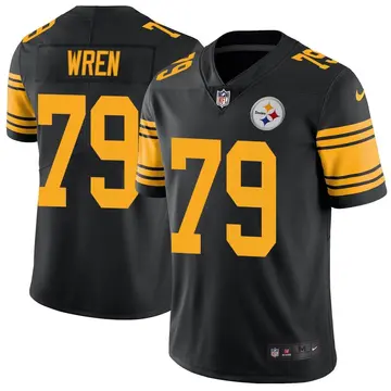 Nike Renell Wren Men's Limited Pittsburgh Steelers Black Color Rush Jersey