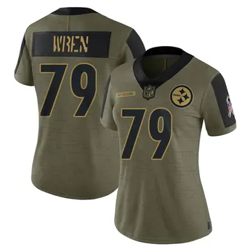 Nike Renell Wren Women's Limited Pittsburgh Steelers Olive 2021 Salute To Service Jersey