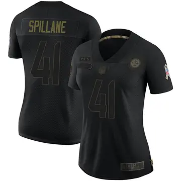 Nike Robert Spillane Women's Limited Pittsburgh Steelers Black 2020 Salute To Service Jersey