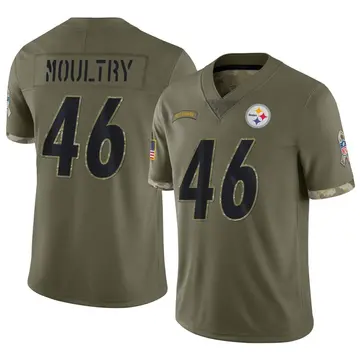 Nike T.D. Moultry Men's Limited Pittsburgh Steelers Olive 2022 Salute To Service Jersey