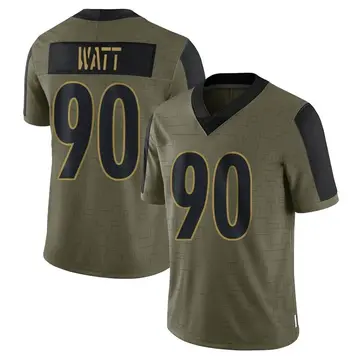 Nike T.J. Watt Men's Limited Pittsburgh Steelers Olive 2021 Salute To Service Jersey