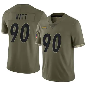 Nike T.J. Watt Men's Limited Pittsburgh Steelers Olive 2022 Salute To Service Jersey