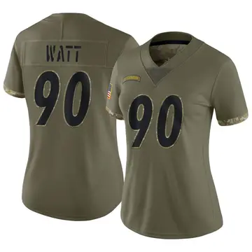 Nike T.J. Watt Women's Limited Pittsburgh Steelers Olive 2022 Salute To Service Jersey