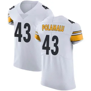 Nike Troy Polamalu Men's Elite Pittsburgh Steelers White Vapor Untouchable Jersey