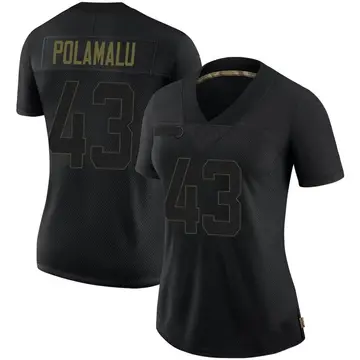 Nike Troy Polamalu Women's Limited Pittsburgh Steelers Black 2020 Salute To Service Jersey