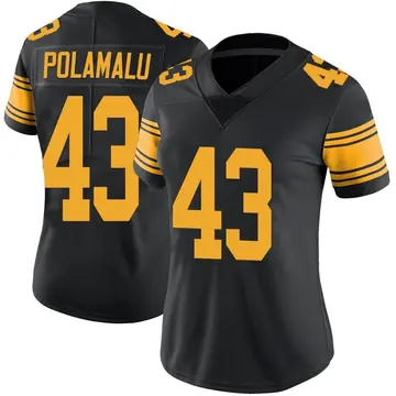 Nike Troy Polamalu Women's Limited Pittsburgh Steelers Black Color Rush Jersey