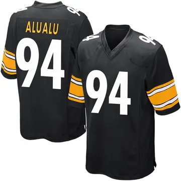 Nike Tyson Alualu Men's Game Pittsburgh Steelers Black Team Color Jersey
