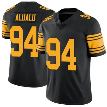 Nike Tyson Alualu Men's Limited Pittsburgh Steelers Black Color Rush Jersey